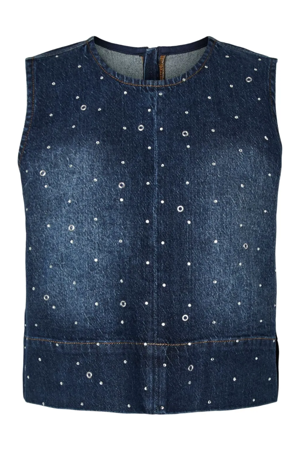 Pcmerle Sl O-Neck Denim Top Fsy Pp