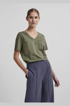 Pcria Ss V-Neck Solid Tee