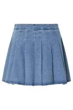 Pcsilje Plissé Mini Denim Skirt