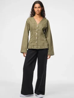 Pcsilke Ls Col Denim Shirt