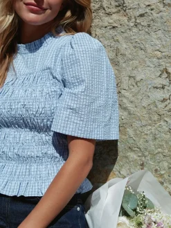 Possini Check Smock Blouse 164800