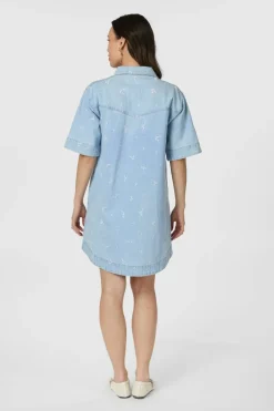 Saras Denim Emb Dress 166045