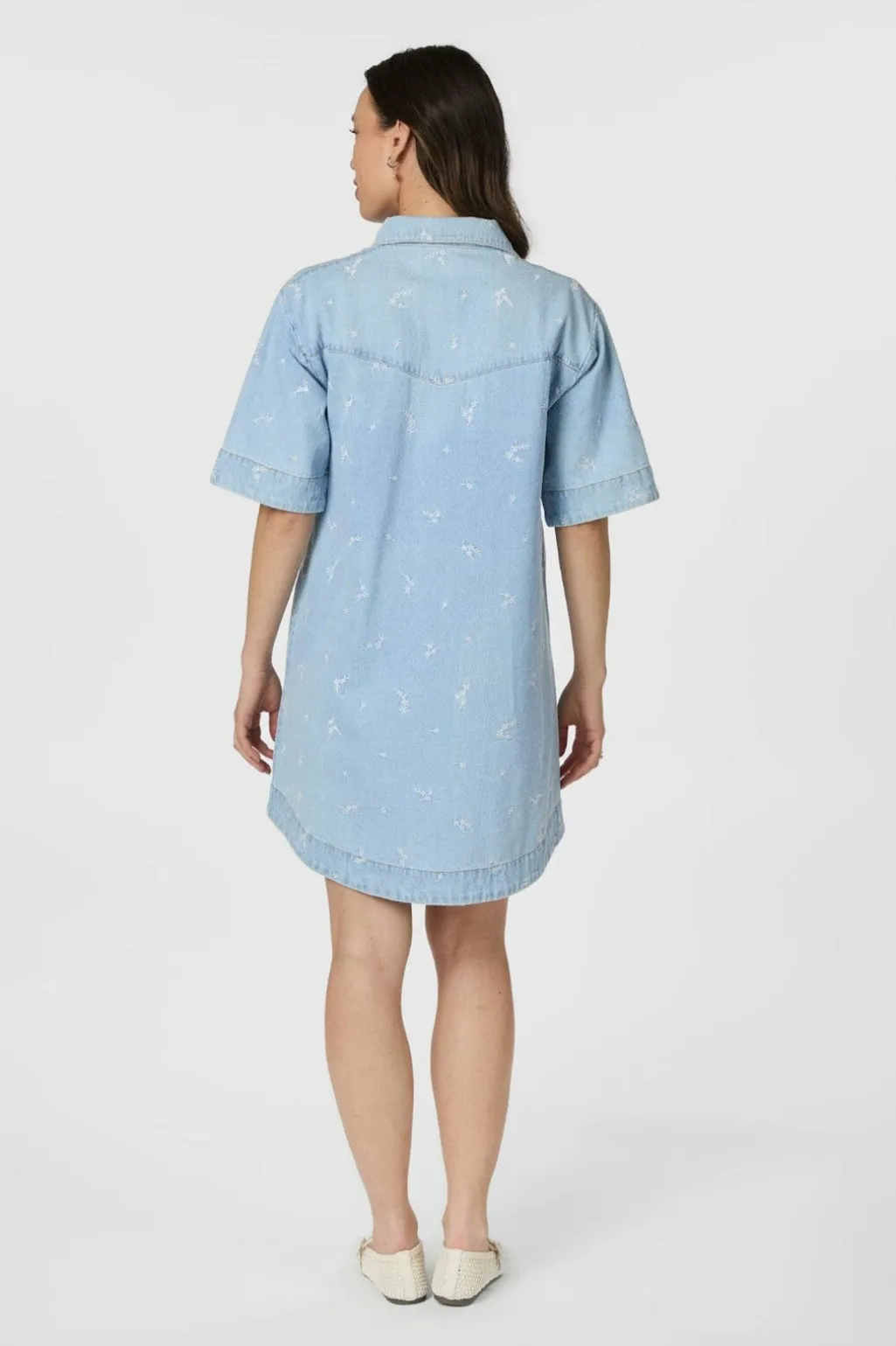 Saras Denim Emb Dress 166045