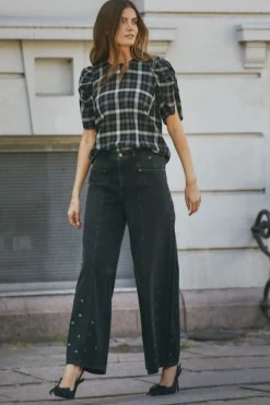 Sifcc Eyelet Wide Jeans 31586