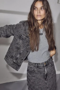 Square Denim Crop Skirt HL10054