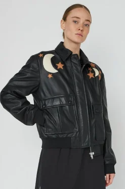Starlight Leather Bomber Jacketsl54-7328