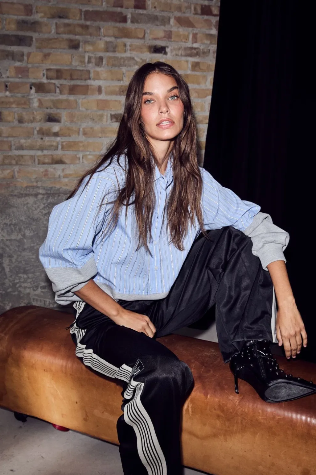 Sweat Mix Blue Stripe Shirt HL10460