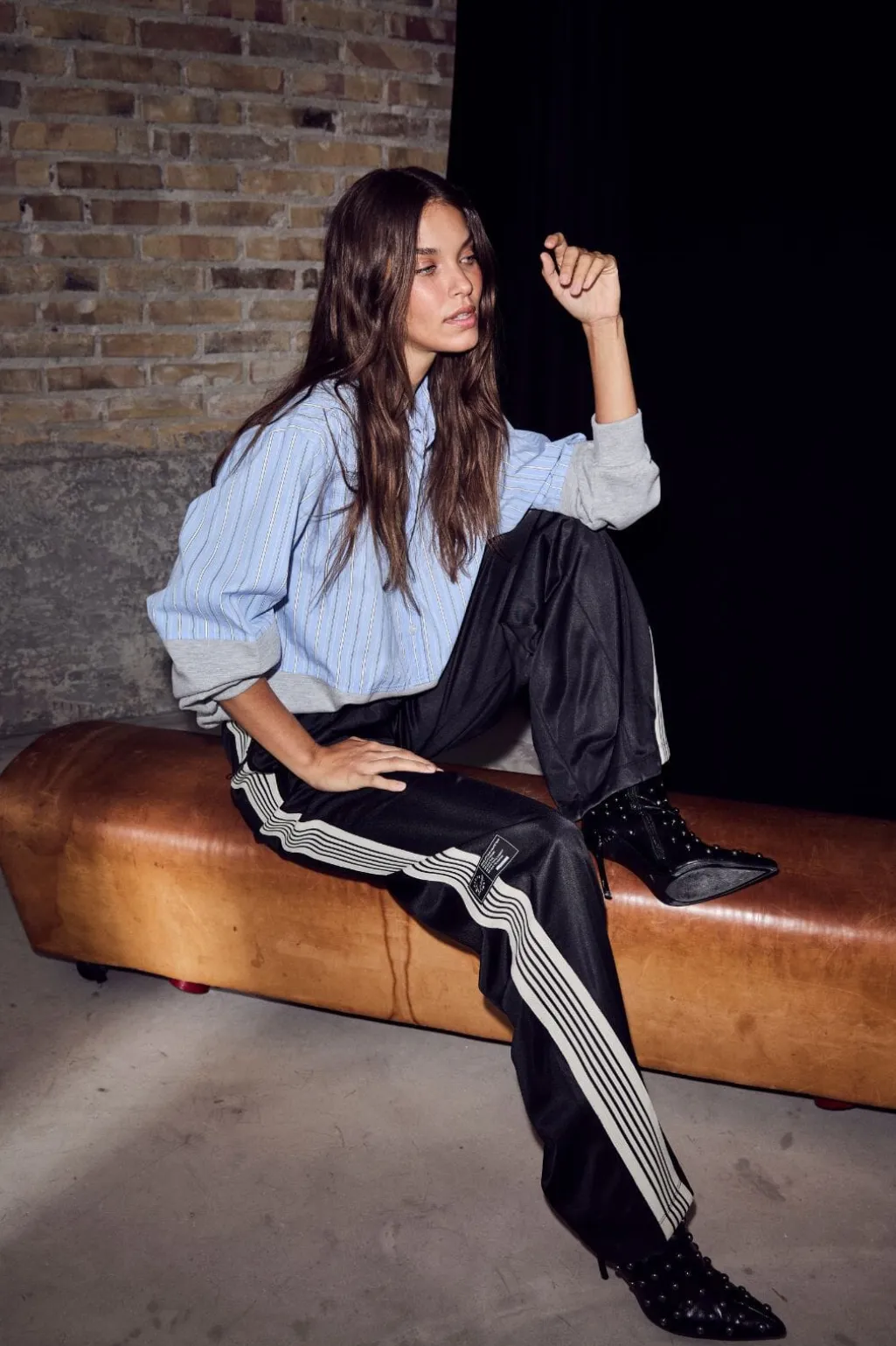 Sweat Mix Blue Stripe Shirt HL10460