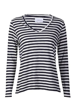 Ulla-Ls-Vneck-Stripe-Tshirt 22160