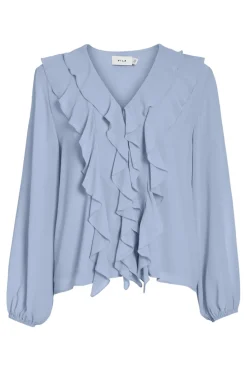 Viane L/S V-Neck Frill Top/Ka