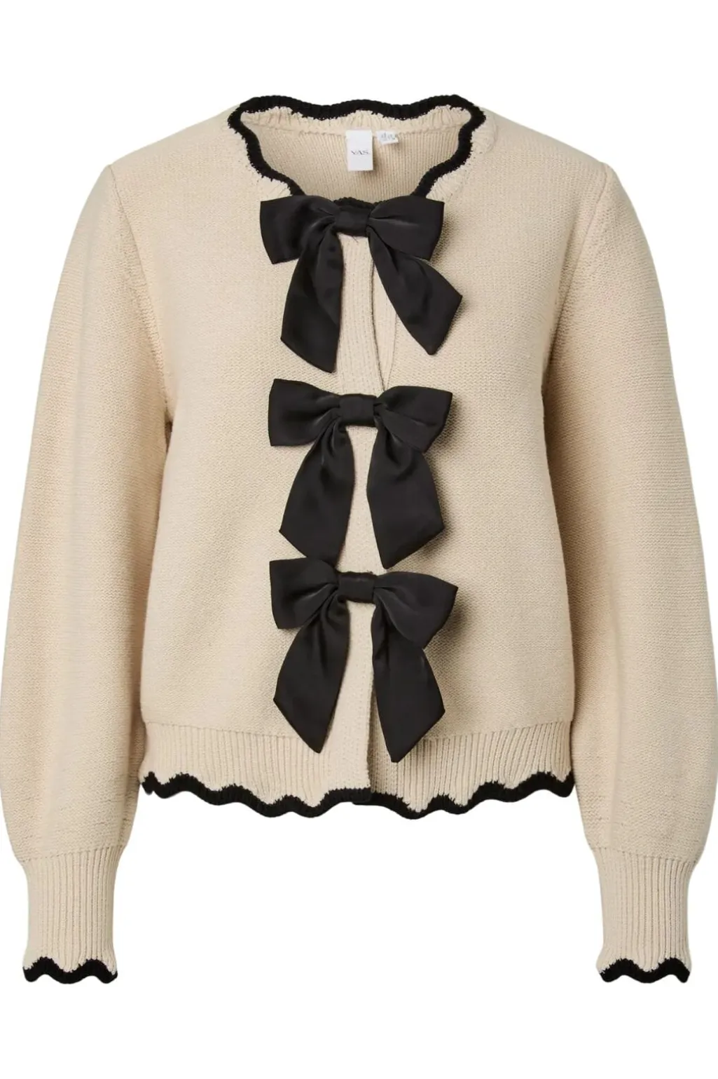 Yaslelu Ls Bow Knit Cardigan